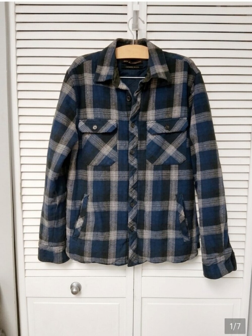 Men's Deus Ex Machina Blue and Gray Plaid Heavy weight Shirt Jacket